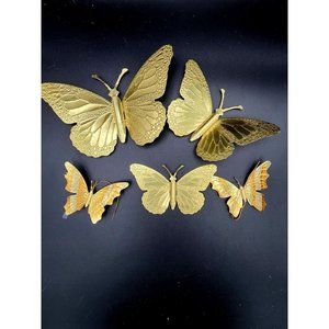 Vintage Home interiors Gold Butterflies - Set of 5!